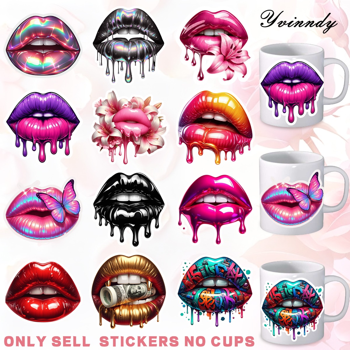Rdta Tank Glass - 12Pcs/Set Colorful And Sexy Floral Lips