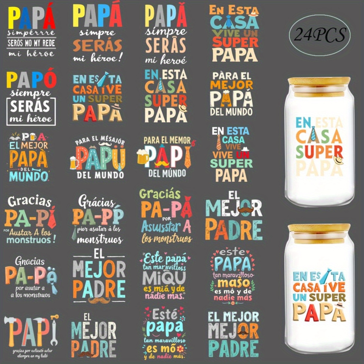 24Pcs/Set Father's Day Quotes  - Rdta Tank Glass ulasan dan harga
