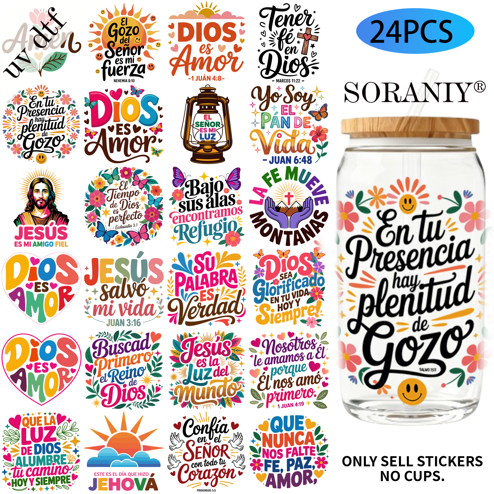 24PCS/Set Spanish Bible Verse  - Rdta Tank Glass ulasan dan harga