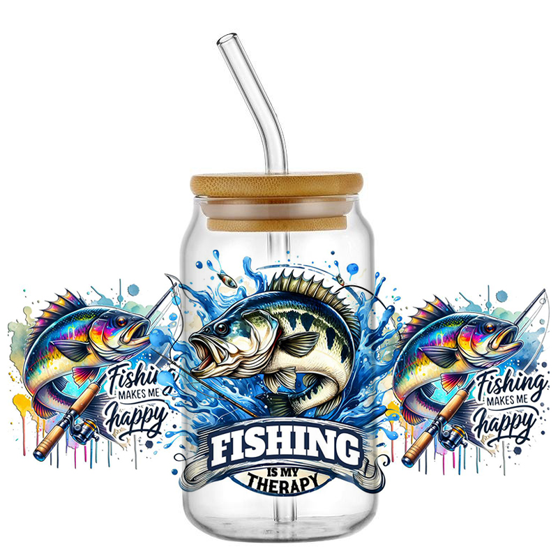 UV DTF Go Fishing Design Trans - Rdta Tank Glass ulasan dan harga
