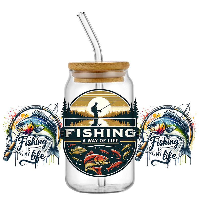 UV DTF Go Fishing Design Trans - Rdta Tank Glass ulasan dan harga