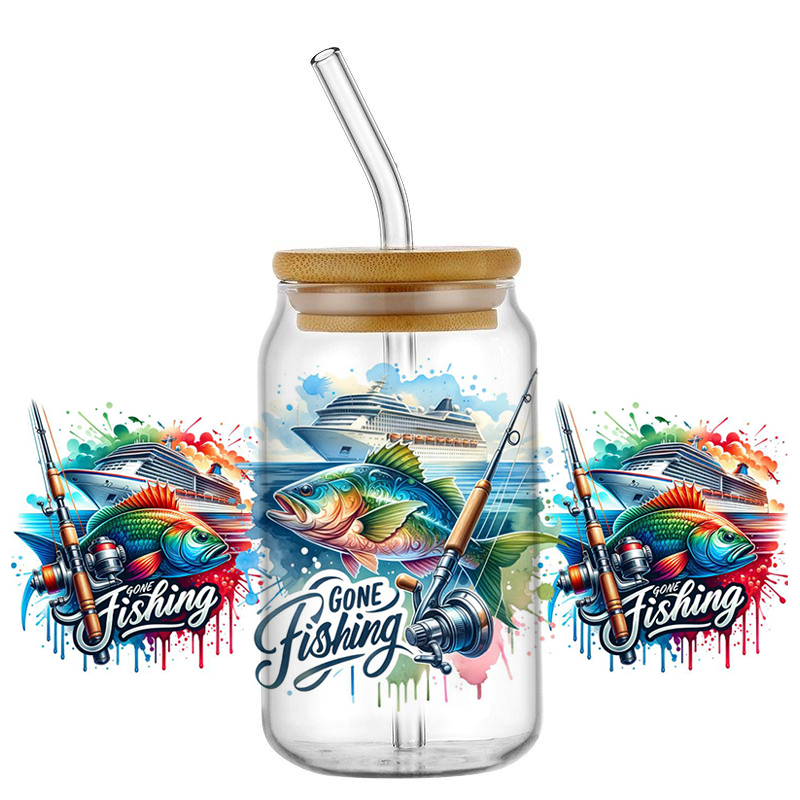 UV DTF Go Fishing Design Trans - Rdta Tank Glass ulasan dan harga