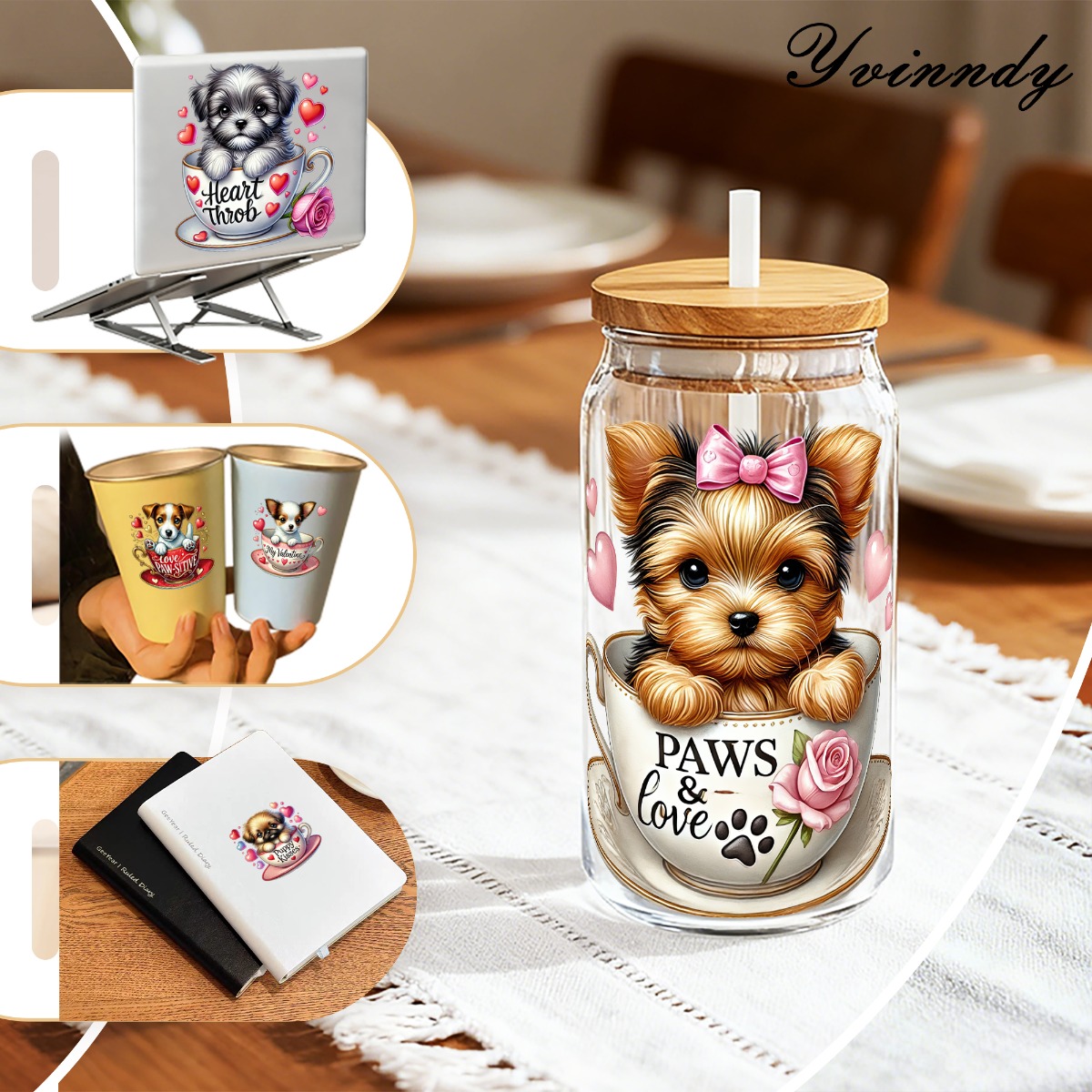 5Pcs/Set Valentines Puppy 16OZ - Rdta Tank Glass ulasan dan harga