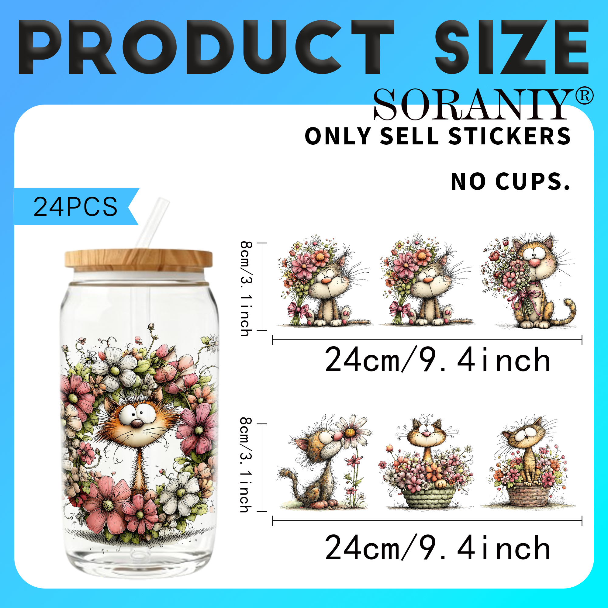 24PCS/Set Whimsical Floral Cat - Rdta Tank Glass ulasan dan harga