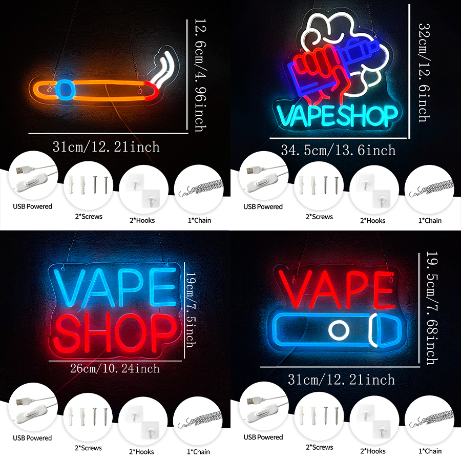 Smoke Series Neon Sign For Wal - Vaping Shop ulasan dan harga